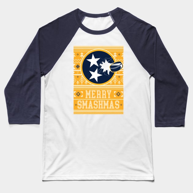 Nashville Predators Merry Smashmas Ugly Christmas Design Baseball T-Shirt by TheShirtGypsy